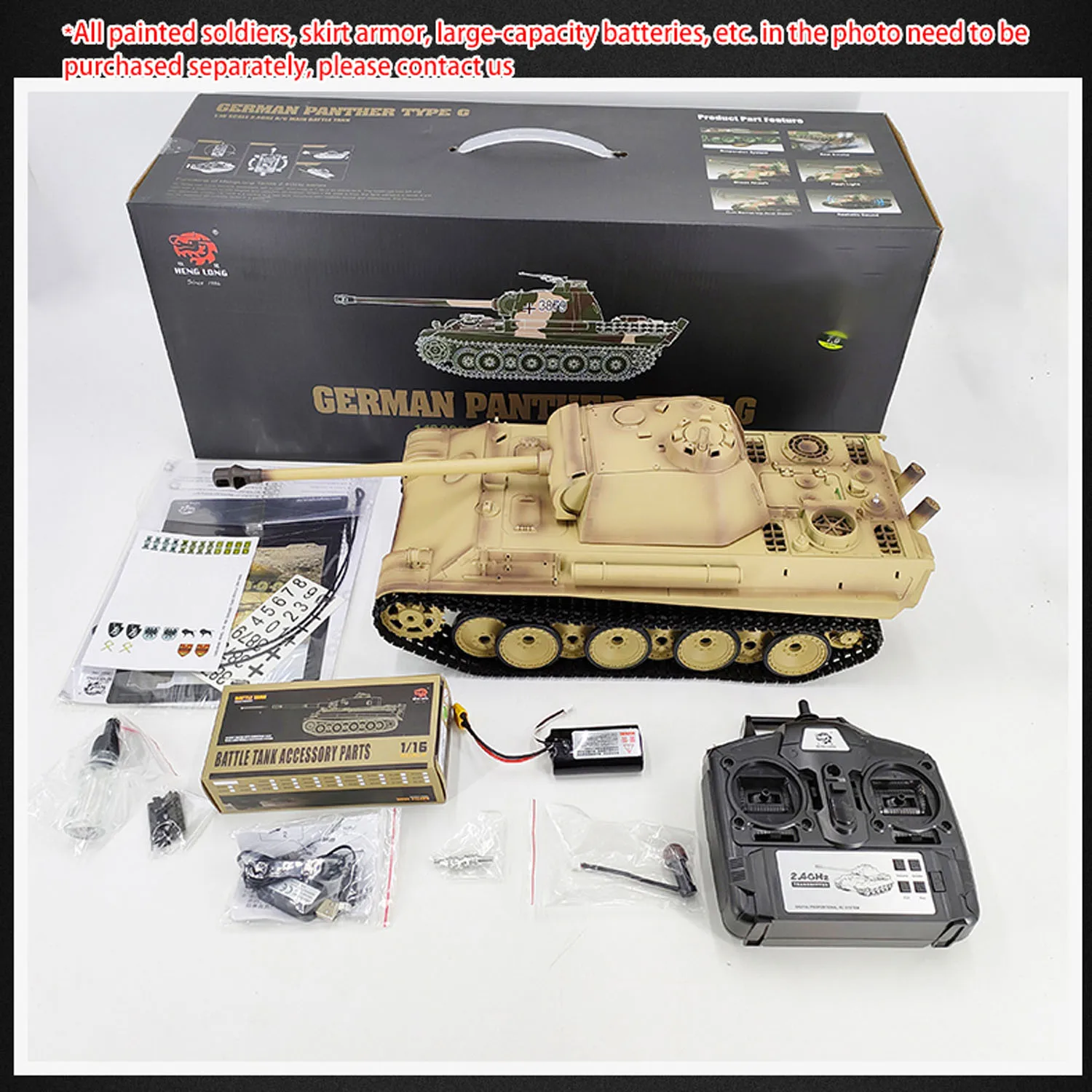 3879 ヘンロン RTR 1/16 7.0 RC戦車 ドイツ軍 パンターG スチールギアボックス BB IRサウンド スモーク機能付き 2.4G無線 1800MAHバッテリー 320度