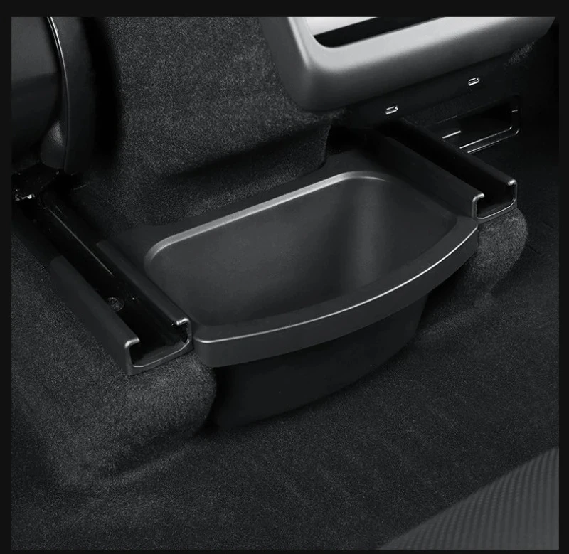 Für Tesla Model Y Juniper 2026 TPE Hintere Mittelkonsole Aufbewahrungsbox Organizer mit Abdeckung Mülleimer Unter dem Sitz Auto-Zubehör – Detail 12