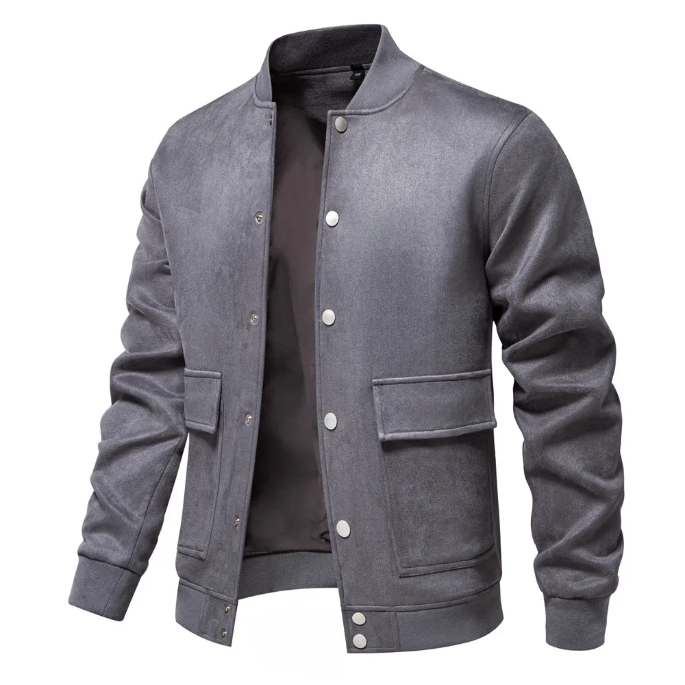 

Men's Casual Baseball orm Stand up Collar Jaet Long Sve Zipper Closure Color Faionable Outerwear