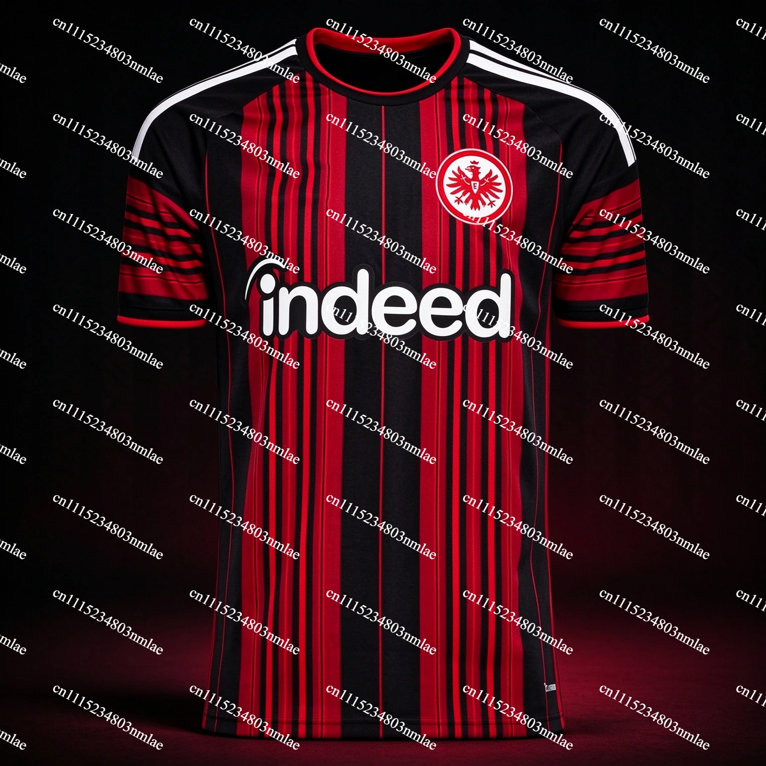 2026/27 Eintracht Frankfurt Home Soccer Jersey, Men Black Red Vertical Stripe Short Sleeve Football Shirt, Quick Dry Breathable