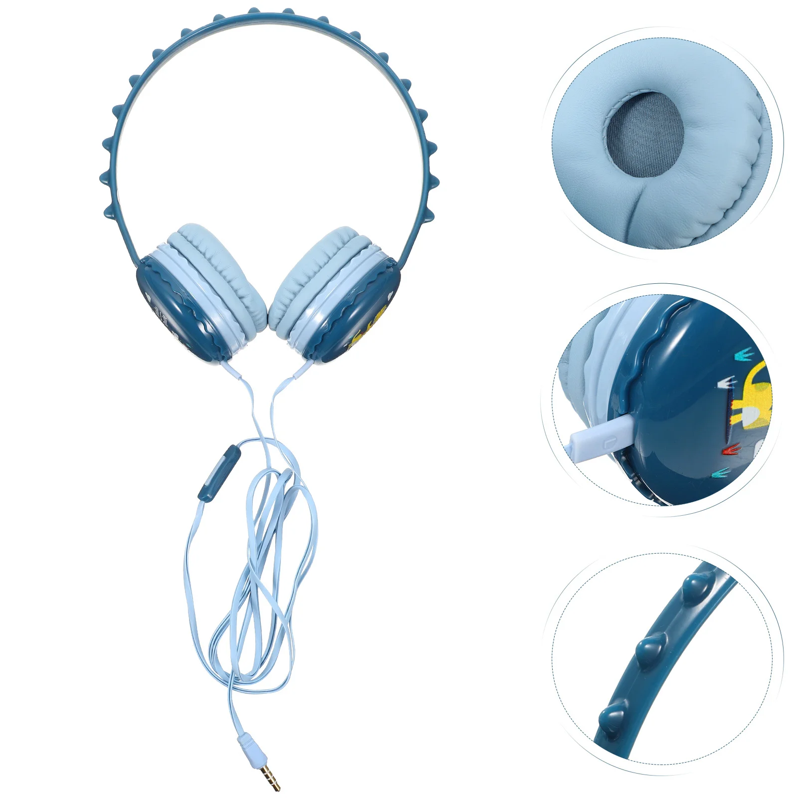 

Kids Headphone Dinosaur Shape Wired Over Ear Gaming Headset Soft Breathable Ear Pads Built-in Mic for School Online Classes