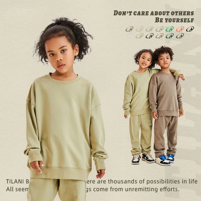

School Kids Sweatshirt 2024 Autumn Winter O-neck Cotton Unisex Boys Girls Tops Clothes Casual 10 12 13 Years Children Sportswear