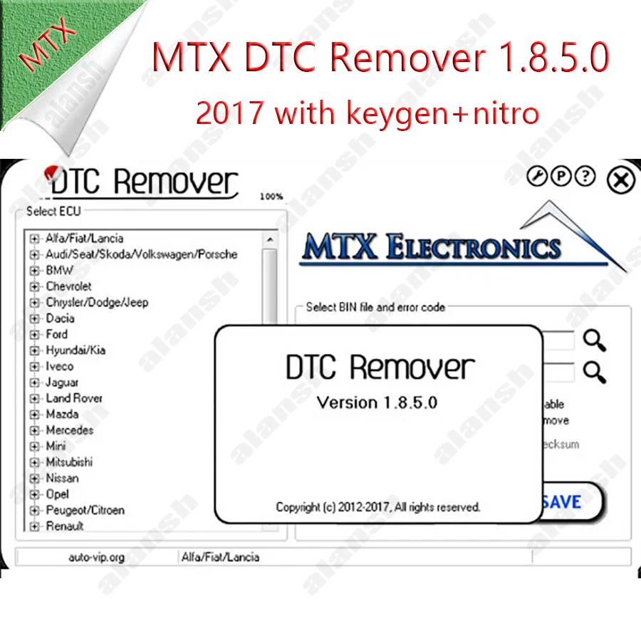 

2017 MTX DTC Remover 1.8.5.0 with Keygen 6 Language Use To Remove or Disable DTCs for Different Cars ODB M-BUS Car + Nitro