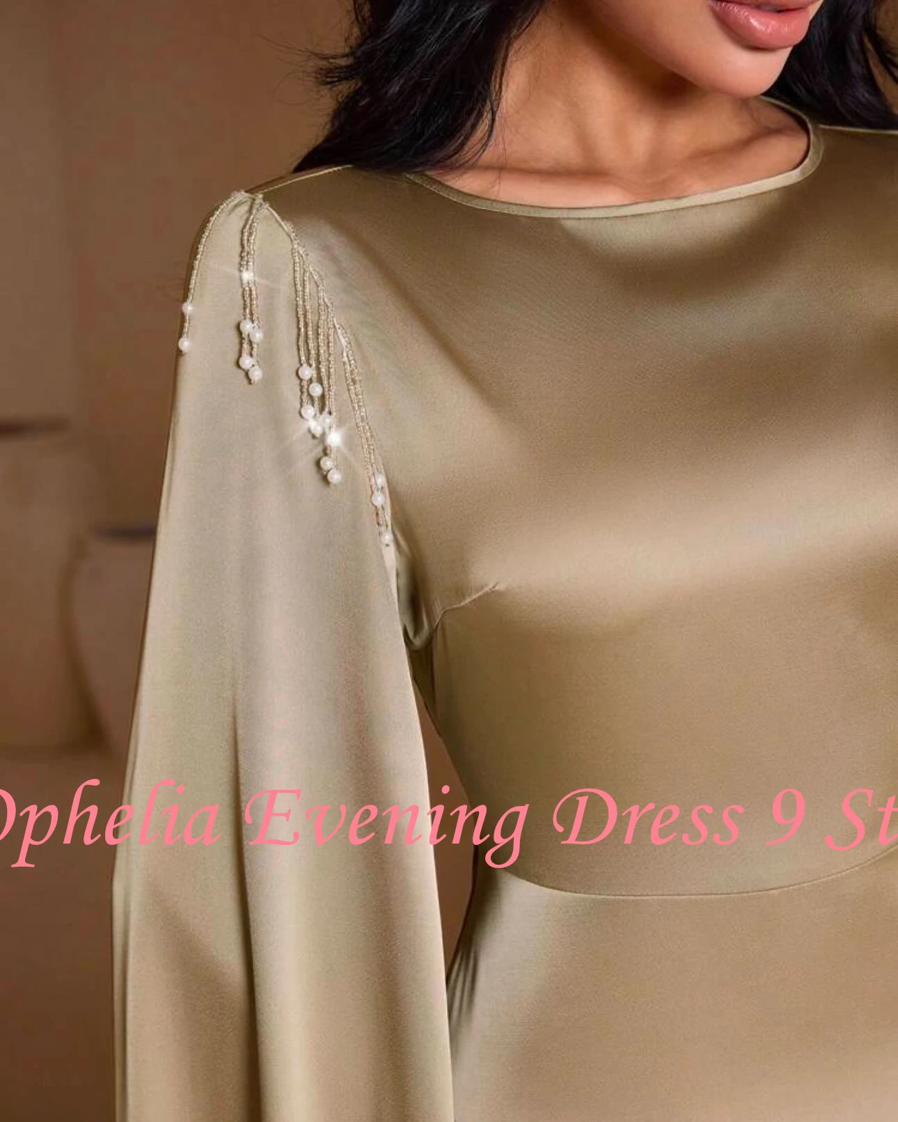 Customized Fashion Scoop Satin Sleeveless Pearls Evening Dresses Elegant Straight Ankle Length Celebrity Gowns Vestido De Noche