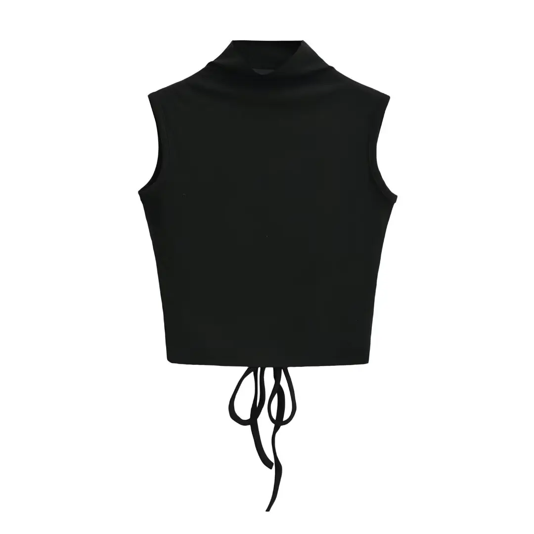 TRAF Vest for Women Basic Sleeveless Backless Tanks Women Tops Tees with Lace Up Camis For Women Streetwear