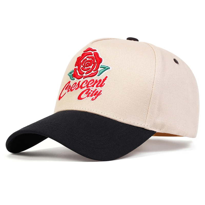 Unisex Rose Letter Embroidery Baseball Caps Spring Autumn Outdoor Adjustable Casual Hats Sunscreen Hat