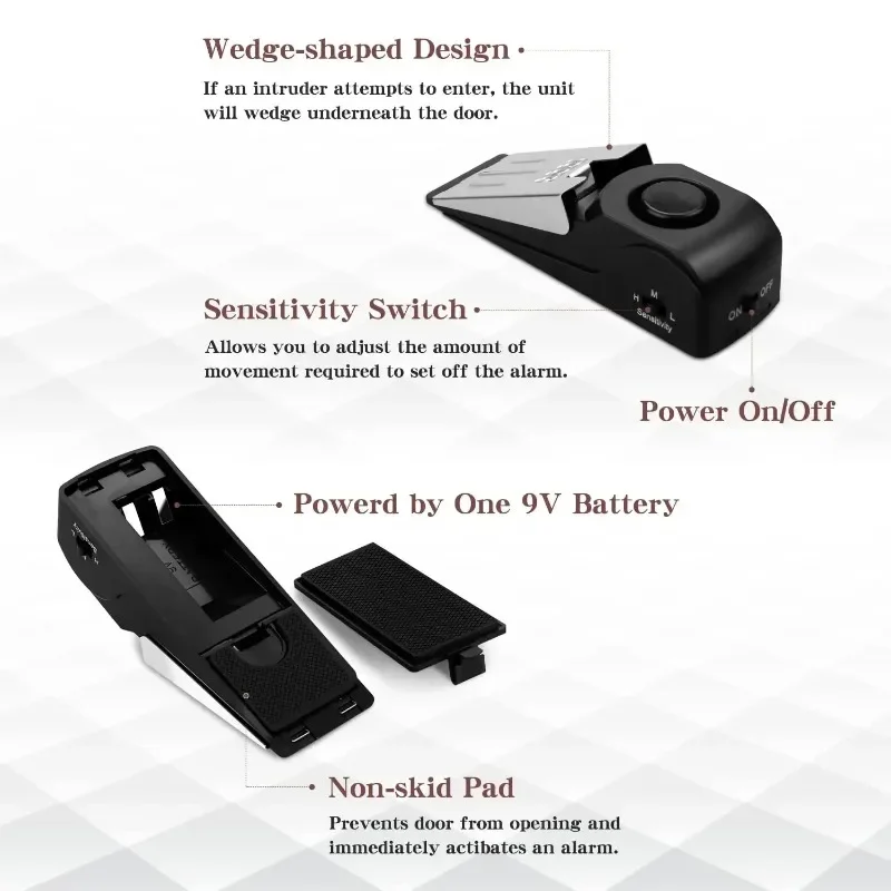 ZEXEF حماية أمنية صغيرة 125DB نظام إنذار منزلي مضاد للسرقة قابس باب إسفين منزلي معدات إنذار للطوارئ #3