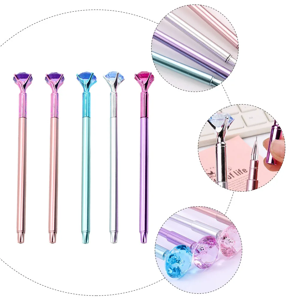 

5 Pcs Diamond Pen Smooth Writing Pens Gel Black School Supplies for Pocket Student