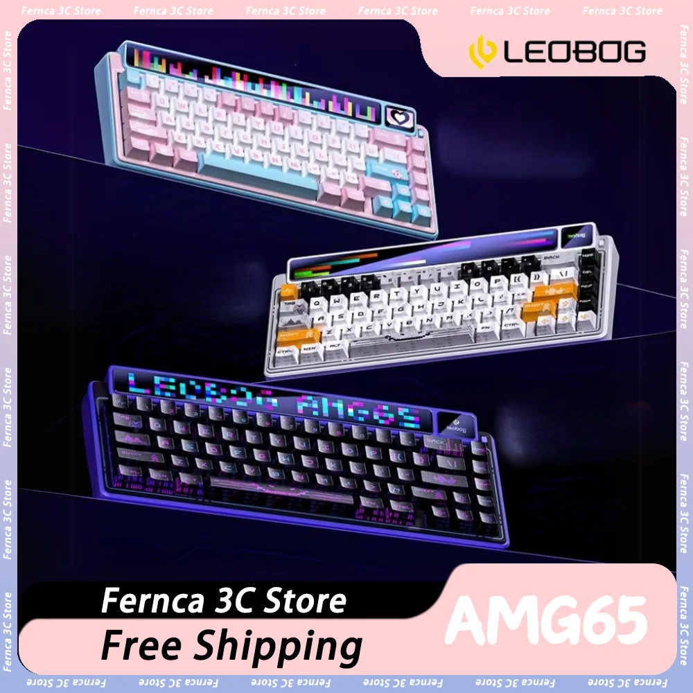 LEOBOG AMG65 Mechanical Keyboard 3mode With TFT LED Screen Gaming Keyboard RGB Hot Swap Office PC Gamer Accessories Custom Gifts