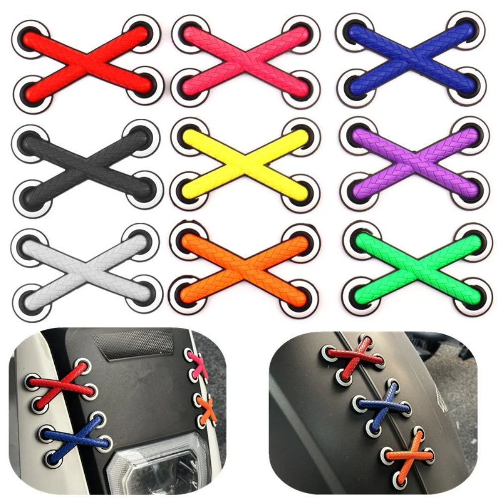 1pcs Motorcycle 3D Funny Cross Shoelaces Decorative Sticker Sticker Car Decals Car Interior Accessories