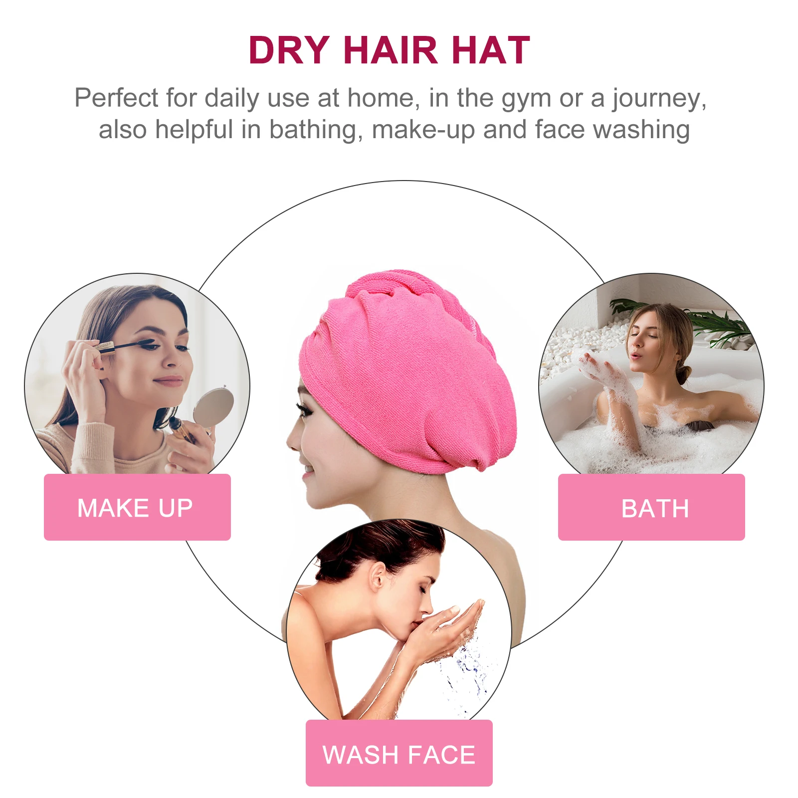 

Dry Hair Cap Towels Turban for Wet Quick Wrap Drying Turbans Hooded Microfibre Fiber Miss