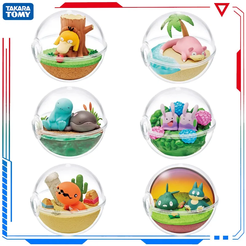 Original Pokemon Figure Munchlax Trubbish Goomy Trapinch Psyduck Pocket Ball Terrarium Collection Relaxing Time Action Model Toy