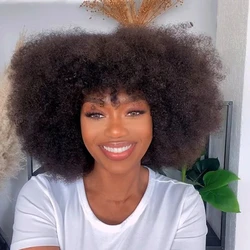 Sleek Brazilian 200% Density Black Dark Afro Kinky Curly Bob Human Hair Wigs Red 99J Brown 4# P4/30# Remy Hair Wigs With Bang