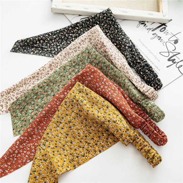 Europe and the United States new style broken flower cloth square towel elastic hair belt bag head triangle towel head lead towe