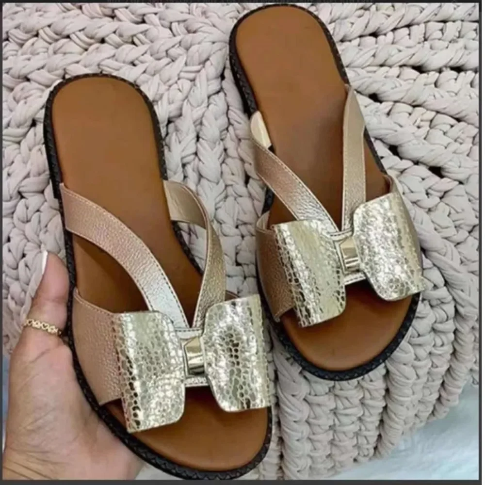 Sandalias De diseñador con nudo De mariposa para Mujer, Zapatos planos De lujo, Chanclas De verano