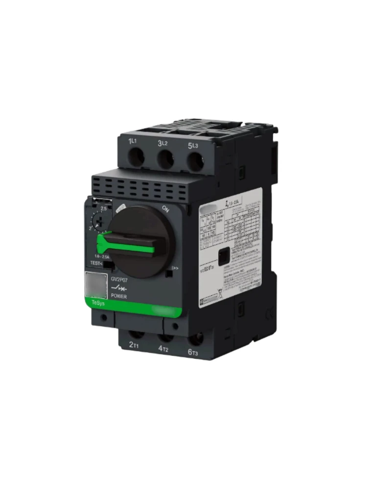 GV2P07 Motor circuit breaker, TeSys Deca, 3P, 1.6 to 2.5A, thermal magnetic, screw clamp terminals, rotary handle