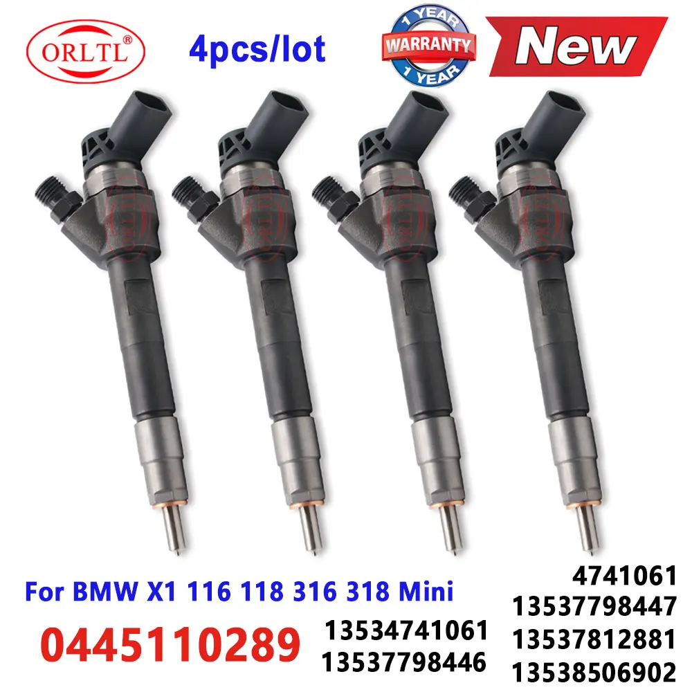 4 PCS New 0445110289 Diesel Injector Nozzle 0 445 110 289 for For BMW 13537812881 0986435179 4741061 13537798446 13538506903