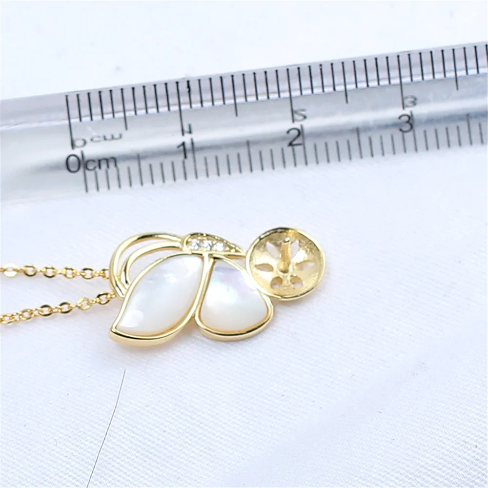 S925 Sterling Silver Pearl Pendant Setting, DIY Empty Bezel Cup Jewelry Supplies for Craft Making, Hollow Prong Pendant Findings
