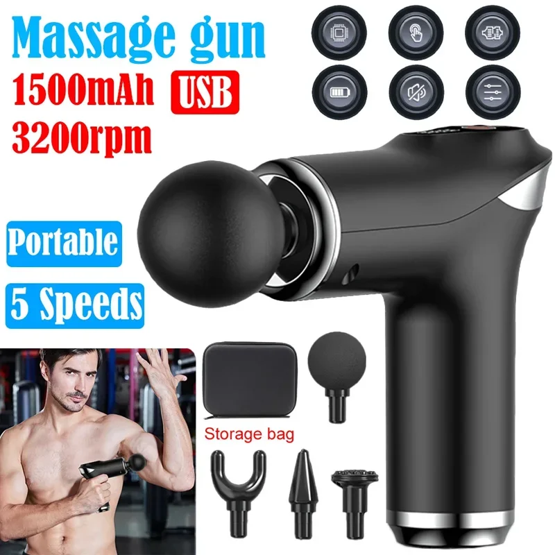 

New Assage Gun Pain Relief Deep Tissue Muscle Back Relaxation Slimming Body Electric Percussion Massager&Bag Therapy Fascia Gun