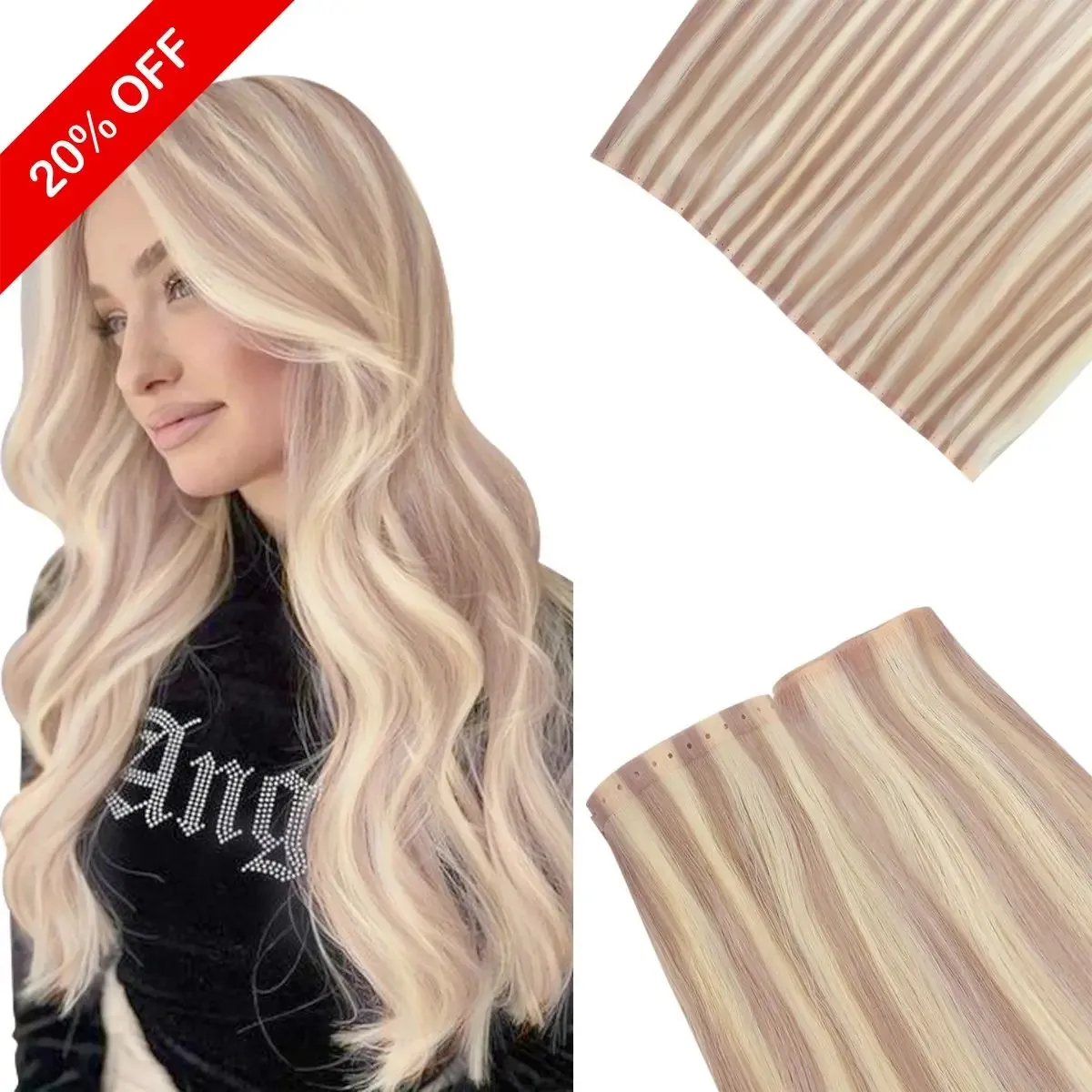 

Ve Sunny Virgin Weft Hair Extension Invisible Hole PU Flat Weft Brown Hair Weft Salon Quality Straight Virgin Hair