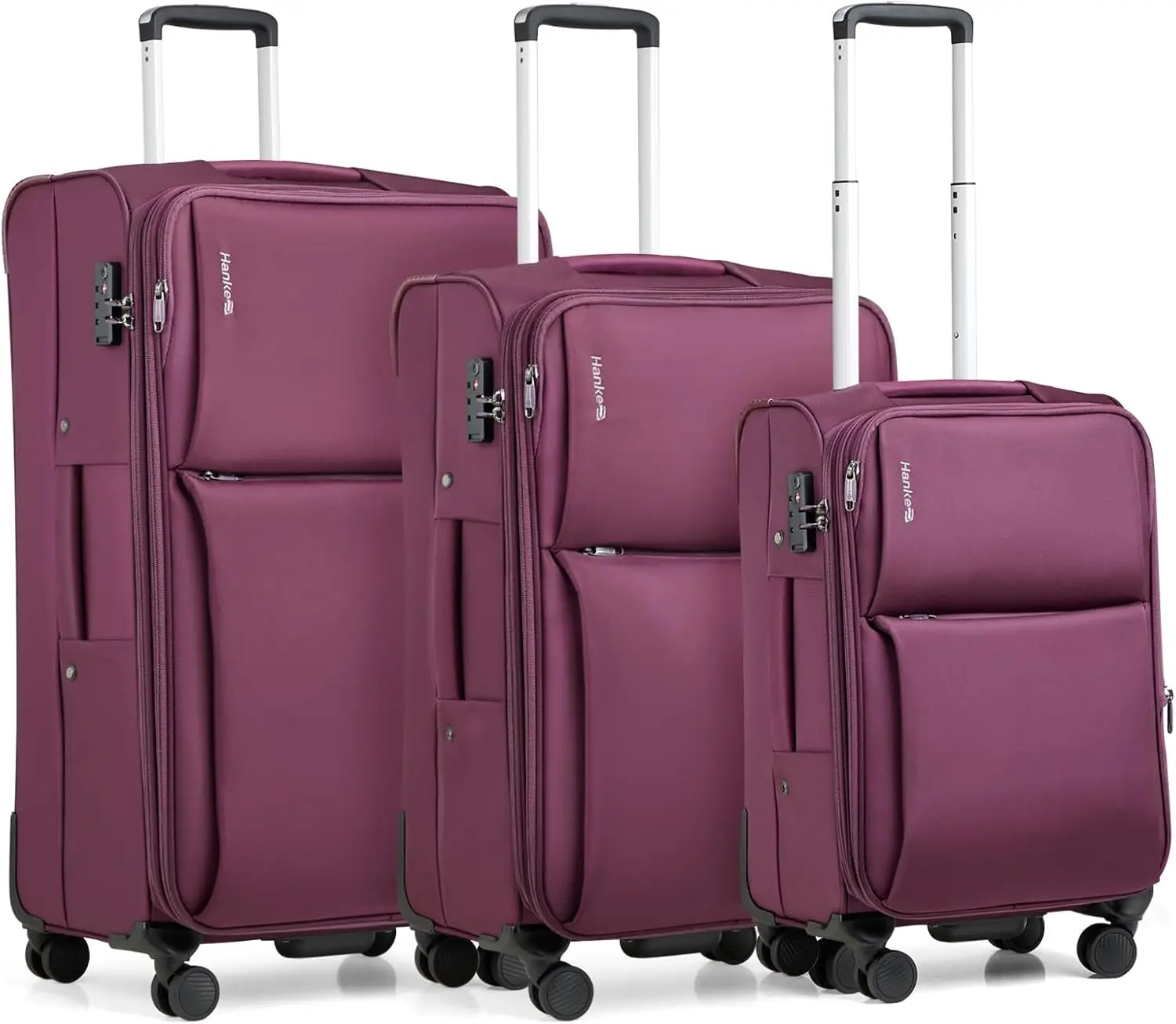 Hanke-Travel Mala Conjuntos com Rodas Spinner, Expansível Carry on Bagagem Set, Softside, Tsa Aprovado, 3 Piece