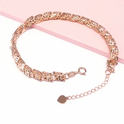 585 purple gold shiny and exquisite rhombusbracelet for women plated 14K rose gold bangles romantic light luxury jewelry