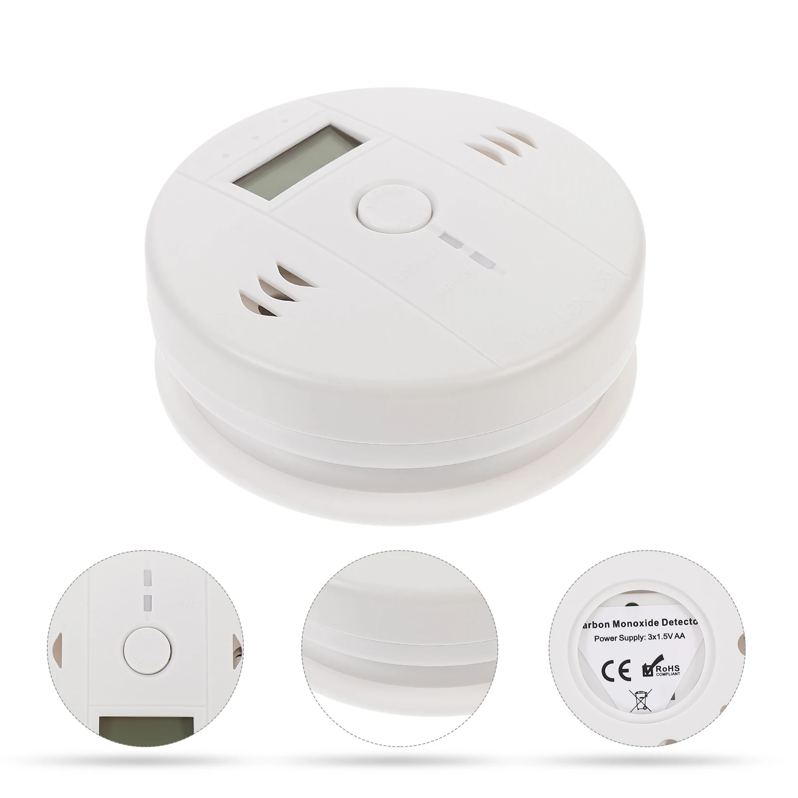 1pc Portable Gas Lcd Digital Sensor Reliable Household Smoke Co Detection Equipment Durable Abs