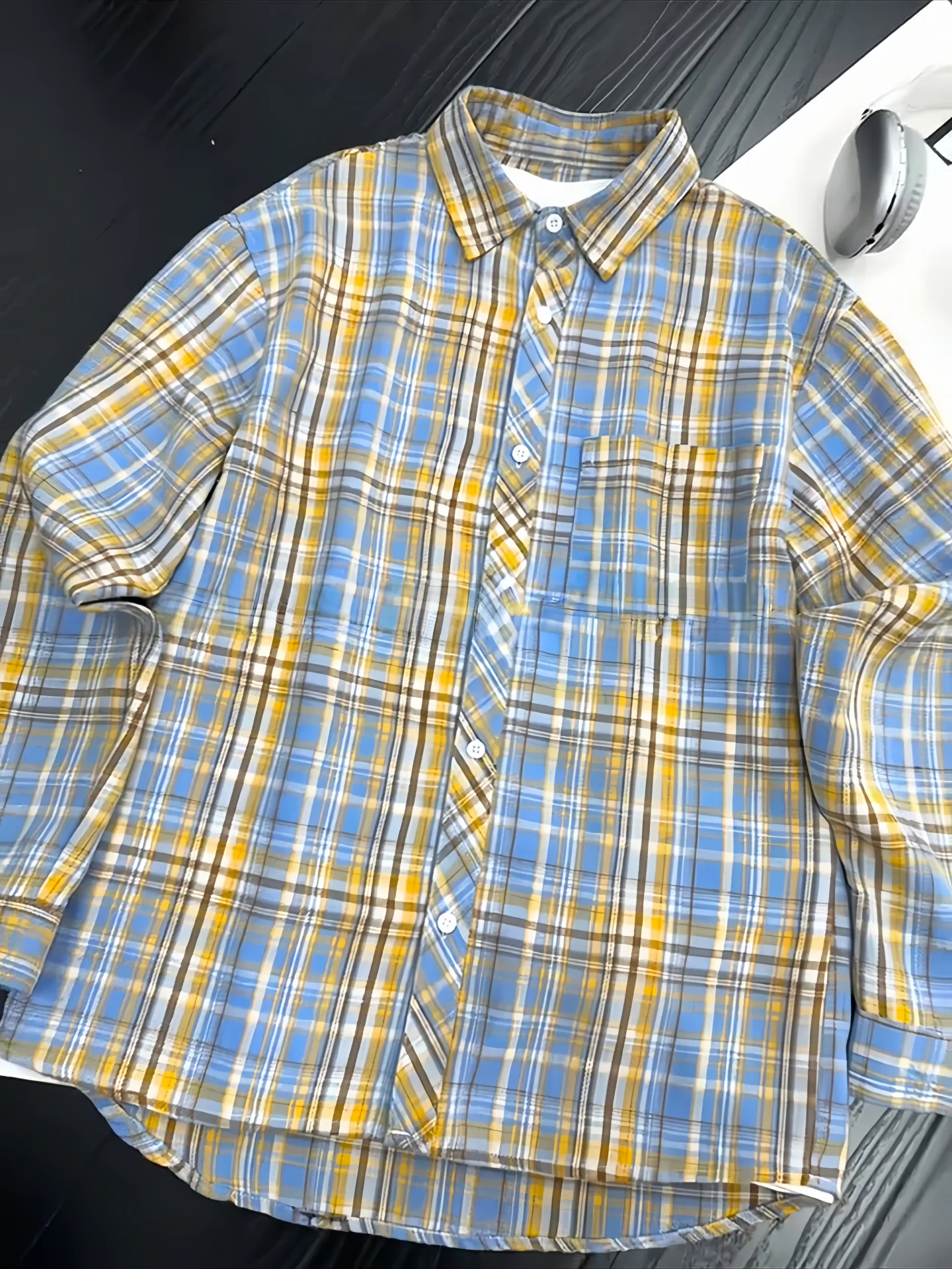 

Мужское осеннее пальто Cleanfit Plaid Long Sve irt, новинка Sle Haome, высококачественное пальто с рисунком id, повседневная одежда свободного покроя с принтом