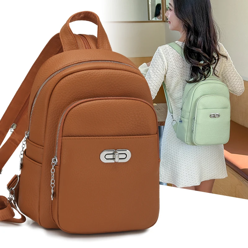 

New Fashion Women's PU Leather Chest Bag Casual Lightweight Daypack for Travel School Small backpack Shoulder Purse for Daily