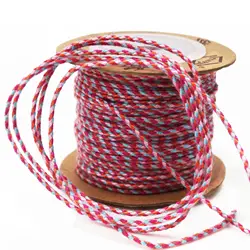 About 1.5mm thick three-color four-strand braided cotton yarn DIY bracelet cord inelasticity cord weight 29G 20 meters a roll