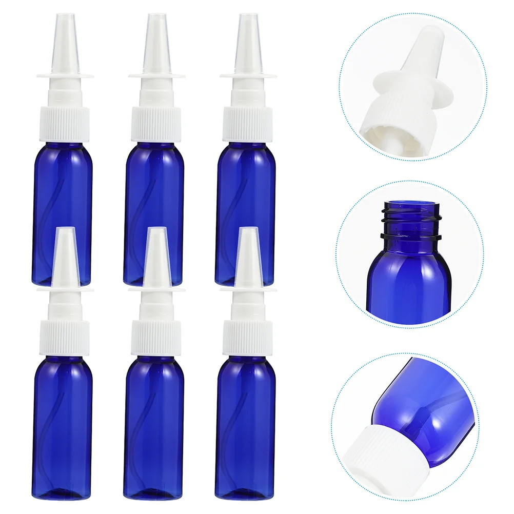 

6 Pcs Glass Filling Round Shoulder Bottle with Nasal Spray Bottles Cleanser Refillable Nose The Pet Empty