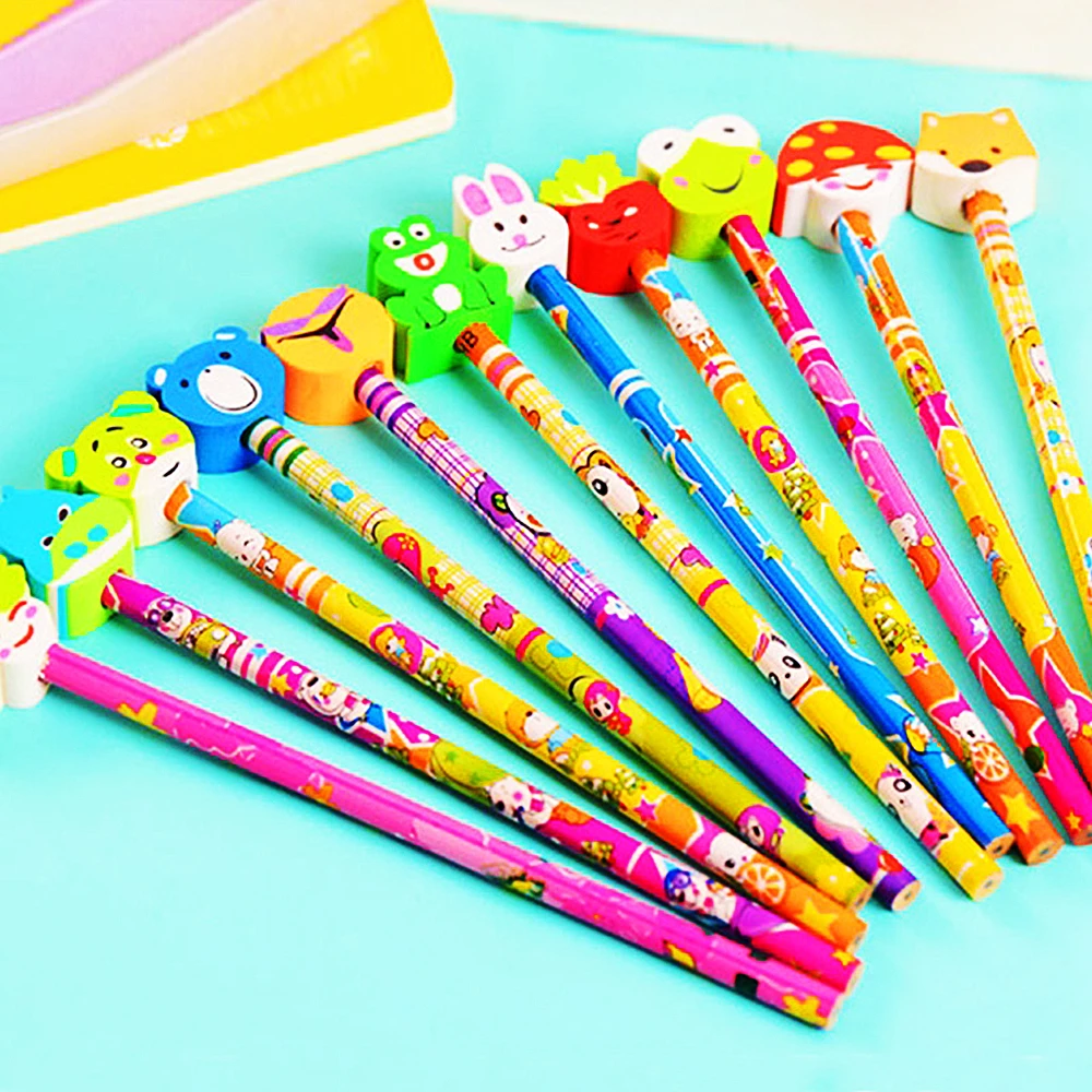 20Pcs 19CM Cute Cartoon with Eraser Pencil Kids Birthday Party Start of School Boy Girl Gift Kindergarten School Prize Gift Pack