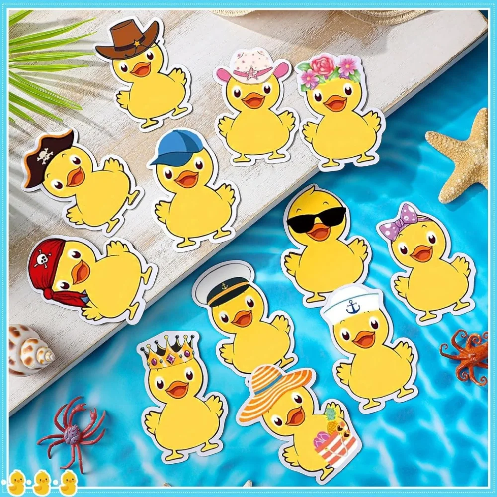 

12 Summer Little Yellow Duck Decorative Magnets Stickers, Cute Little Yellow Duck Magnets