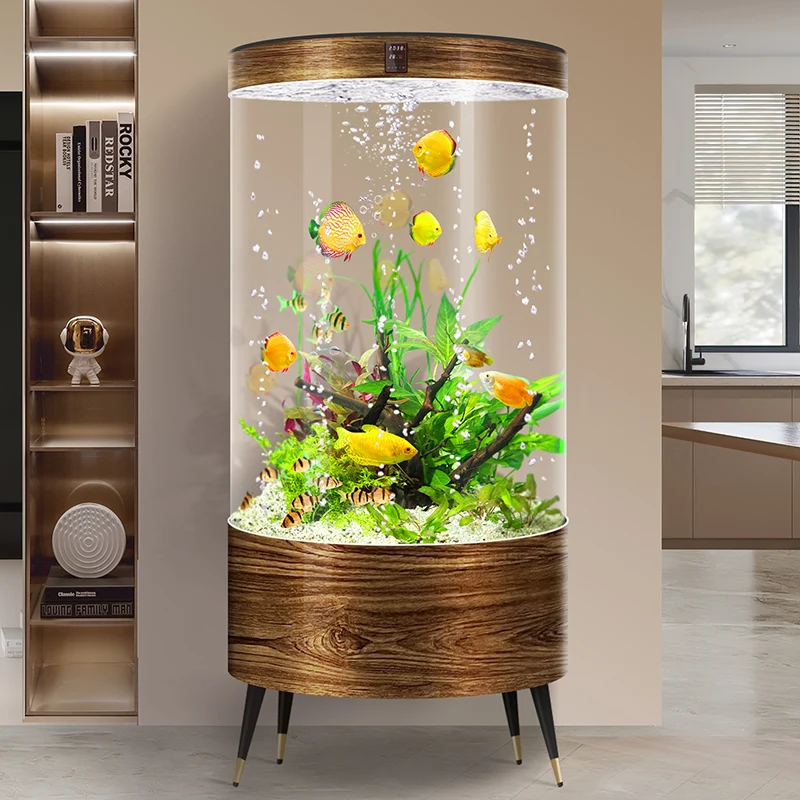 Sense of Design Cylindrical Aquariums Living Room Modern Appreciate Betta Cabinet Fishbowl Self-filtered Water Pet Products FYFT