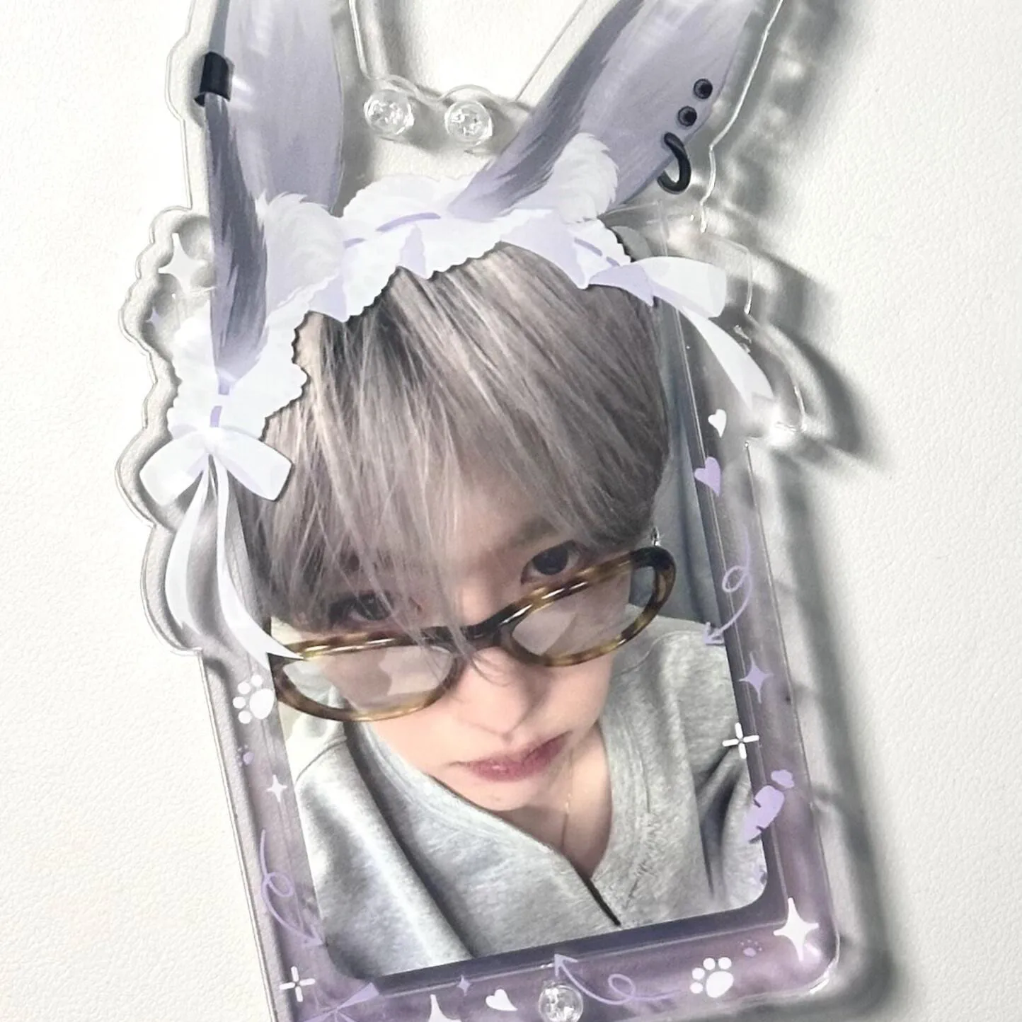 Lock Ear Series Acrylic 3-Inch Photocard Holder, Instant Photo Storage & Display Frame, Desktop Ornament for Idol Fans