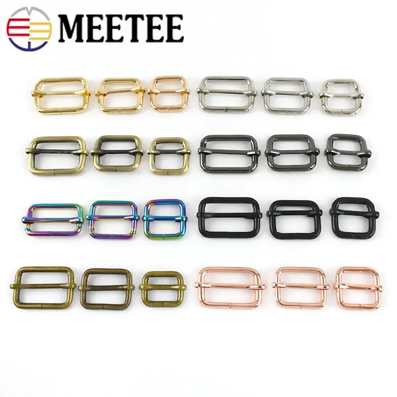 

10Pcs 20-50mm Metal Slides Tri-glides Wire-formed Roller Pin Buckles Strap Slider Adjuster For Bags Garment Leather Accessories