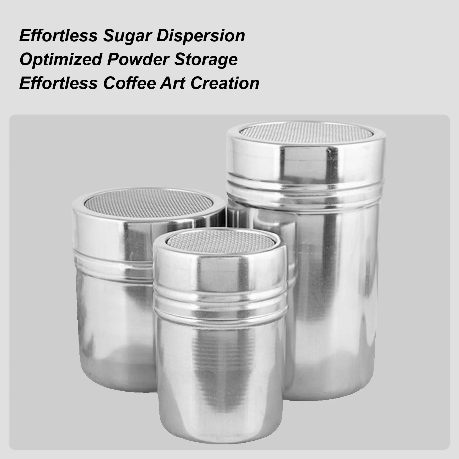 

Flour Shaker Duster Powdered Sugar Sifter Baking Tool 3 Pieces Stainless Steel Container Kitchen Cooking Equipment For Tea Cake