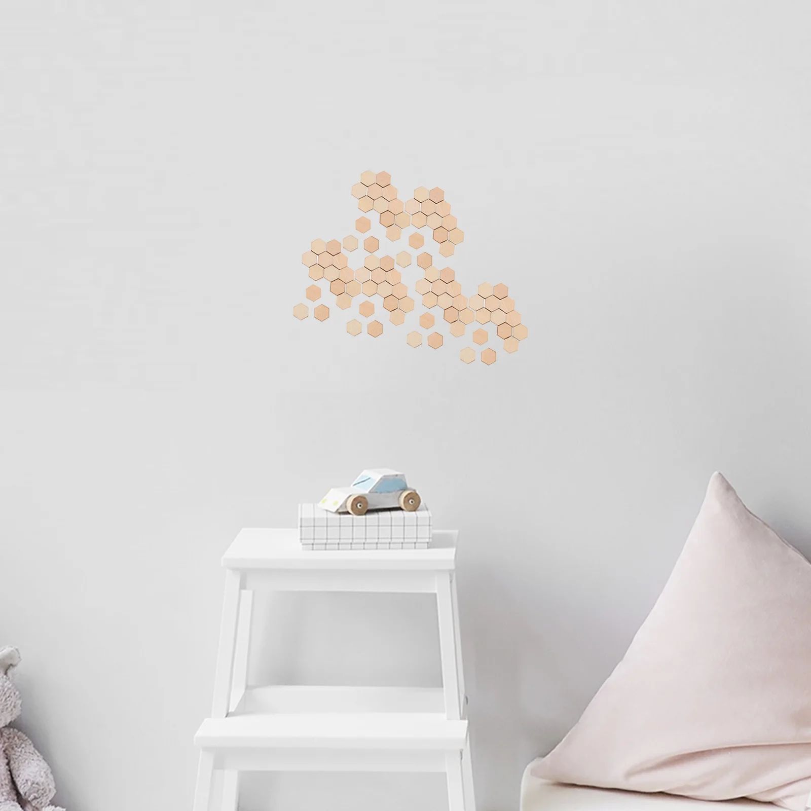 

200Pcs Beech Wooden Hexagonal Pieces Smooth Touch DIY Crafts Decoration Wedding Birthday Christmas Wooden Shapes