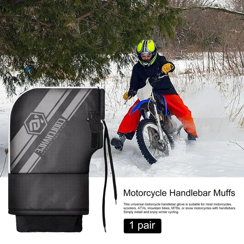 Winter Motorcycle Gloves Warmer Waterproof Handlebar Gloves 1 Pair Front Wind-Breaking Guard With Reflective Strip For Cold