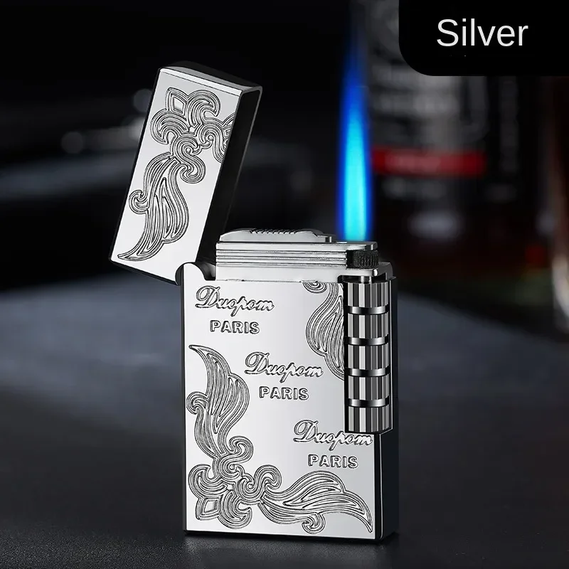 Metal Windproof Lighter with Bright Sound Refillable Butane Lighter Grinding Wheel Side Slip Ignition Torch Lighter Men's Gift