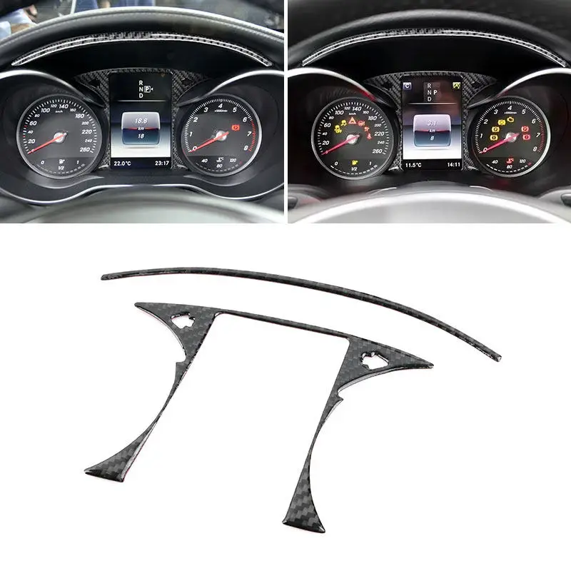 Carbon Fiber Car Inner Dashboard Panel Instrument Speedometer Frame Cover Sticker Trim For Mercedes Benz C Class W205 2015-2021