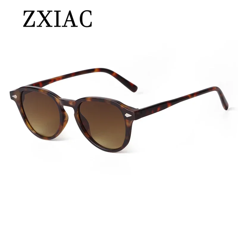 ZXIAC Trendy Large Round Sunglasses Women Vintage Rivet Design Frame Sun Glasses for Men Clear Lens Tortoiseshell Eyewear UV400