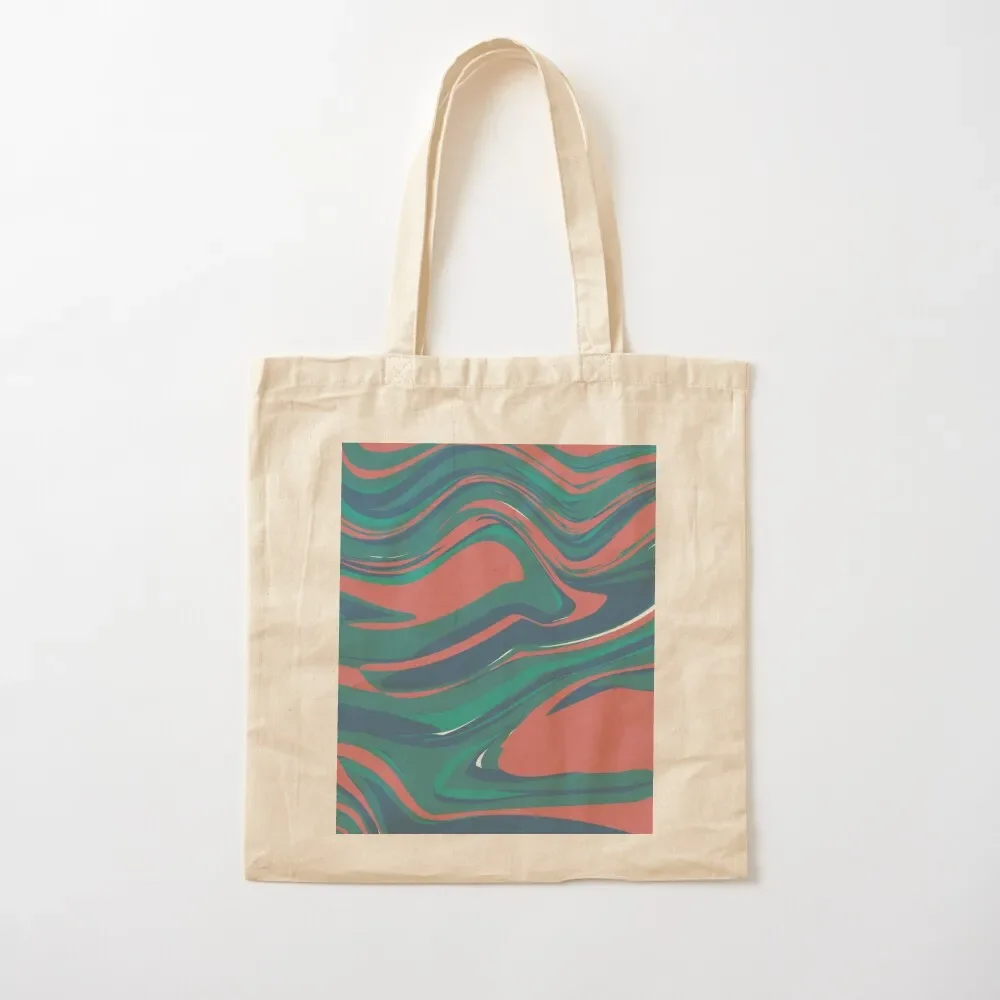 

Tropical abstract liquid art Red and green marbled swirl illustration Tote Bag sac pour femme reusable grocery bags Tote Bag