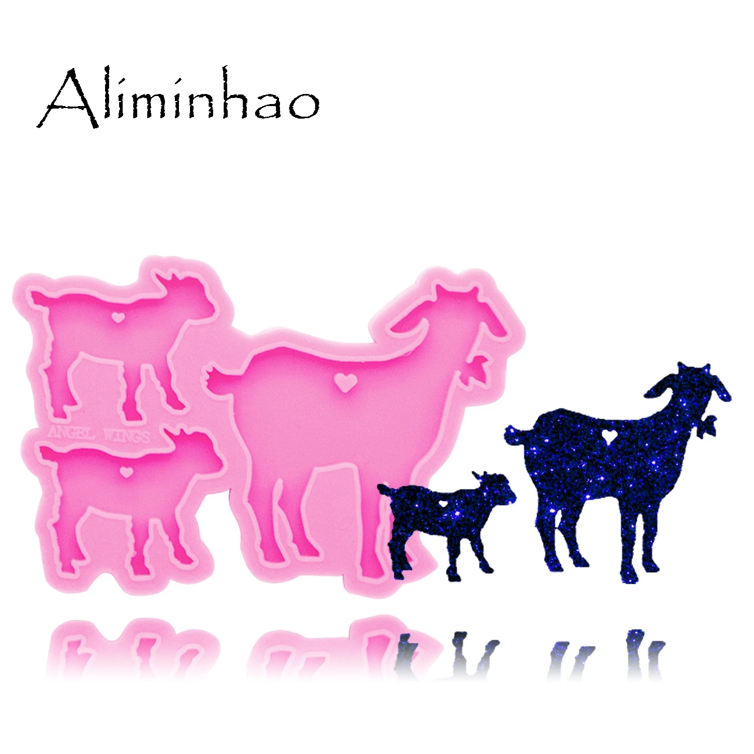 DY0281 Shiny Goat family Silicone Molds DIY Sheep Dad/mom/baby resin epoxy keychains Mould for fashion jewelry keychains