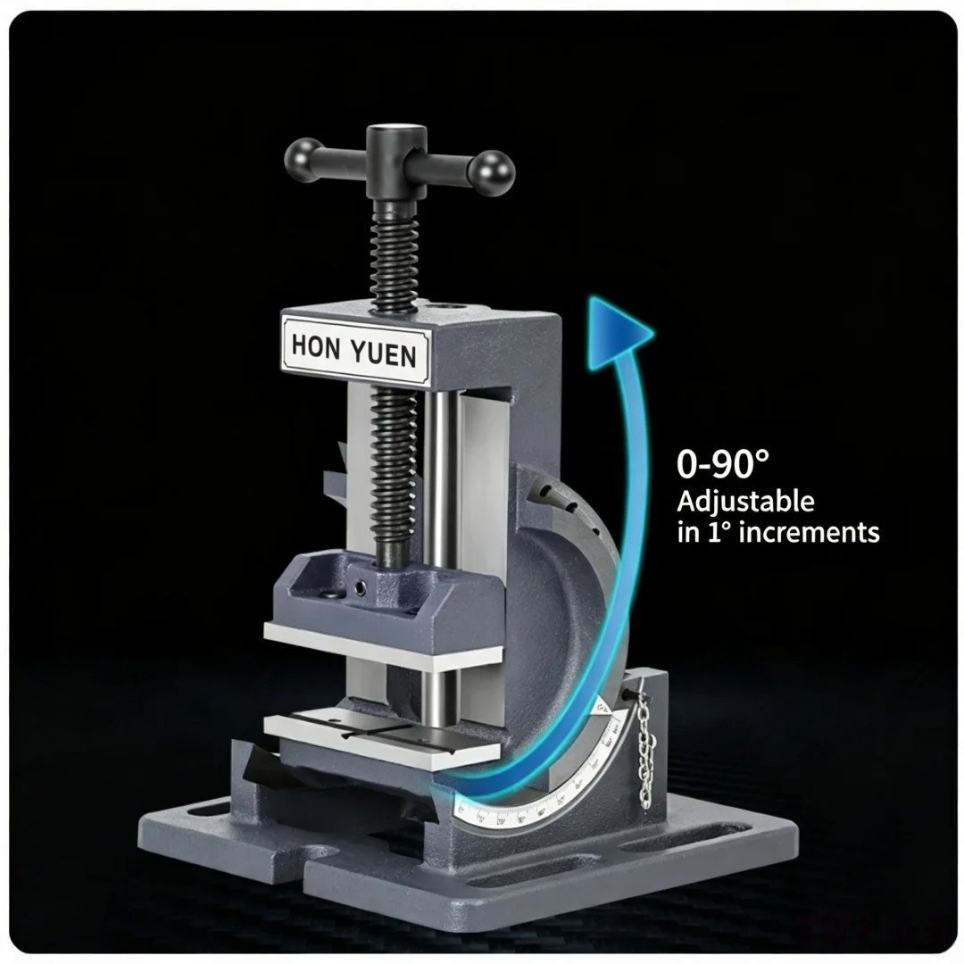 90° Tilting Angle Drill Press Vice Guide Rod Type Flat Jaw Bench Clamp 3/4 Inch Milling Machine Worktable Vise Wholesale