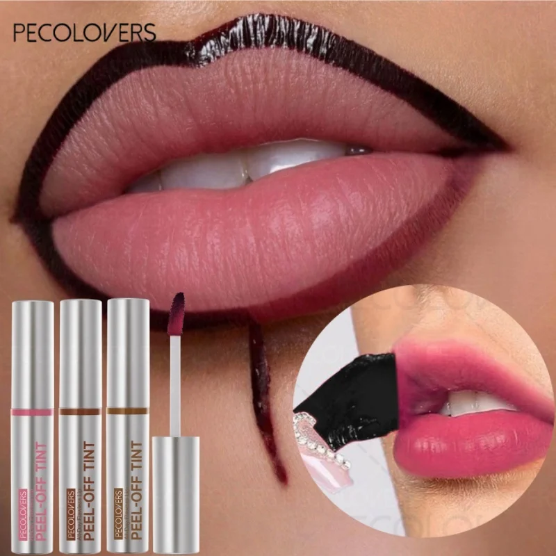 1PC  Peel Off Rose Red Lip gloss Lip Outline Contour Tattoo Lip Stain Waterproof Transfer Resistant Tear Off Peel Off Lipstick