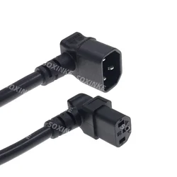 Dubbele Omlaag C14 Tot C13 90 Graden Hoek Iec 320 Mannelijke Naar Vrouwelijke Ac Stroomverlengkabel 10a 250V