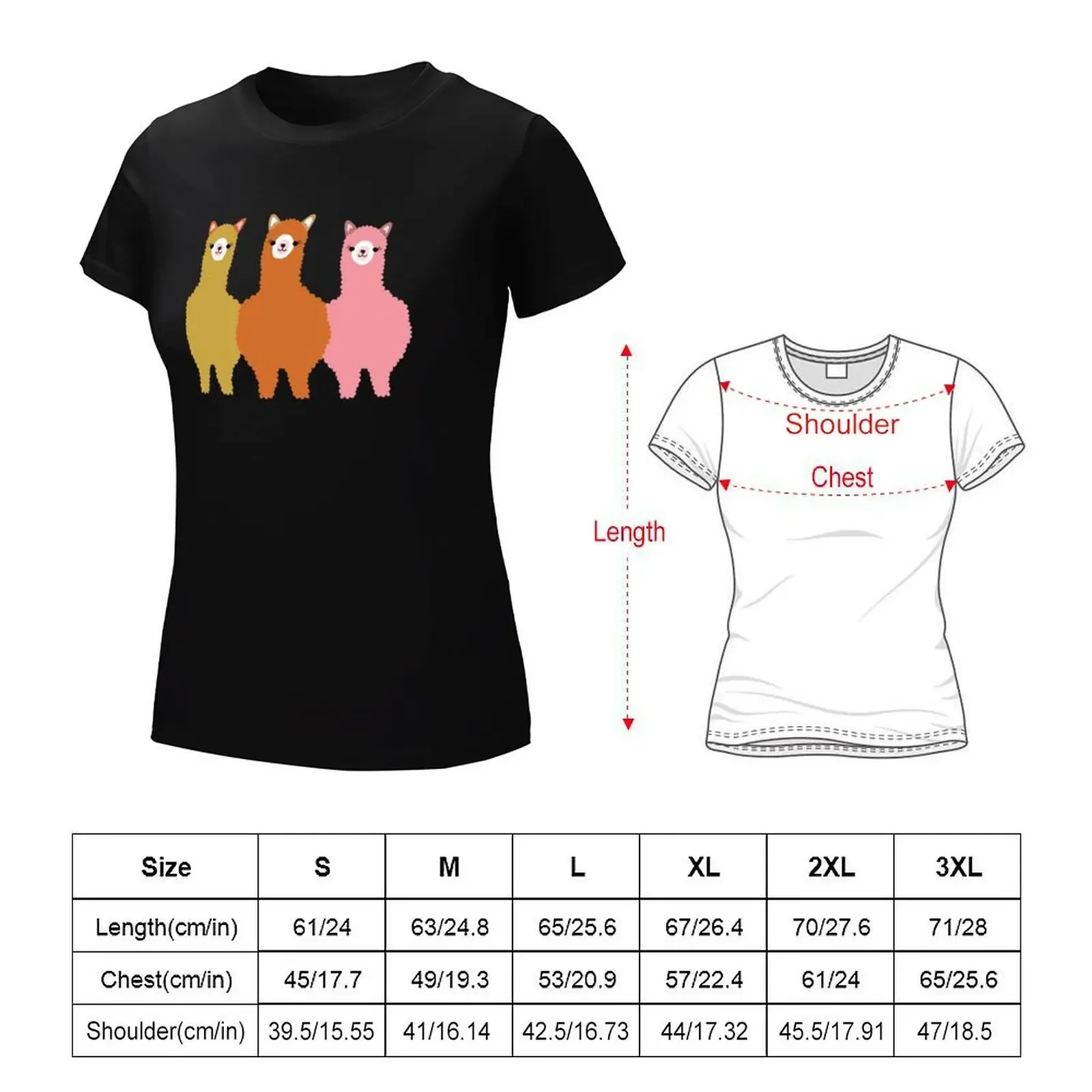 The Alpacas III T-shirt Short sleeve tee summer tops t shirt Women