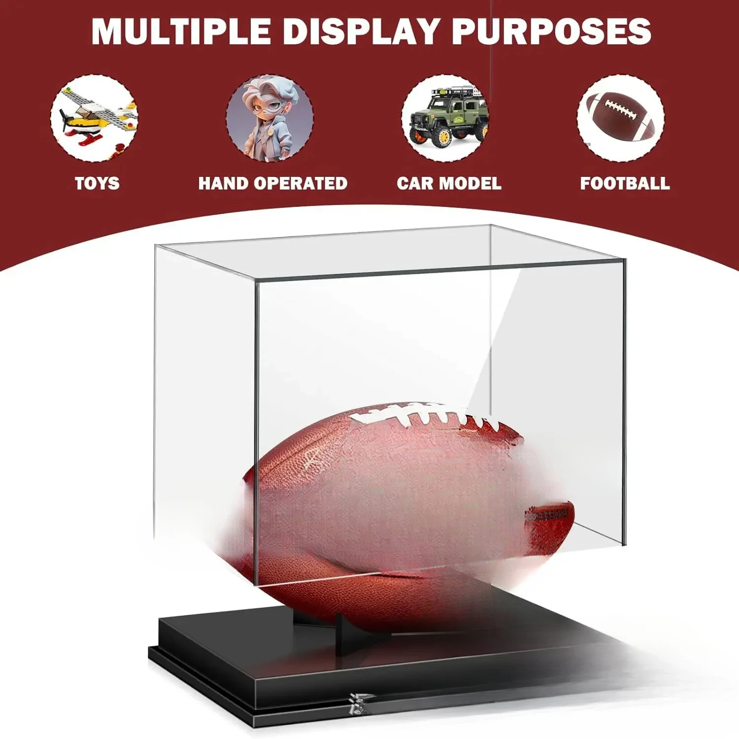 Transparent Rugby American Football Souvenir Art Ornament Figure Toy Display Storage Box