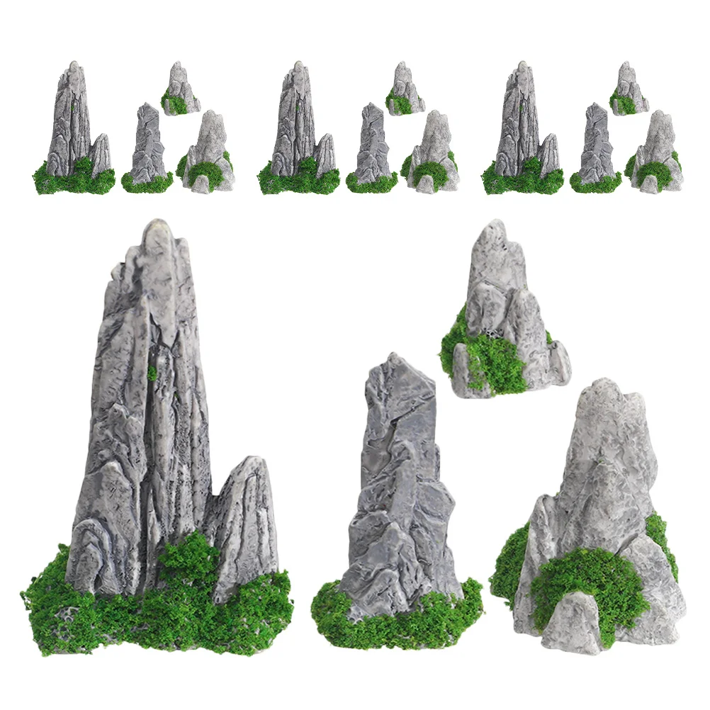 

16Pcs Miniature Rockery Resin Landscape Decorations Detailed Statues for Fairy Zen Garden Micro Terrarium Landscape